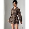 Women's 2026 Spring Winter Leopard Print Satin Dress with Elastic Waist and Slimming Effect