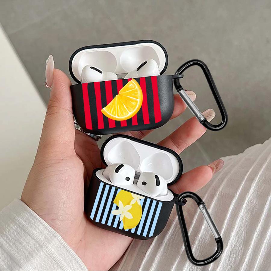 Kopfhörer Hüllen Abdeckung Hülle Für Airpods 4 Pro 1 2 Pro2 3 Pro3 Zitrone Kühl Streifenmuster
