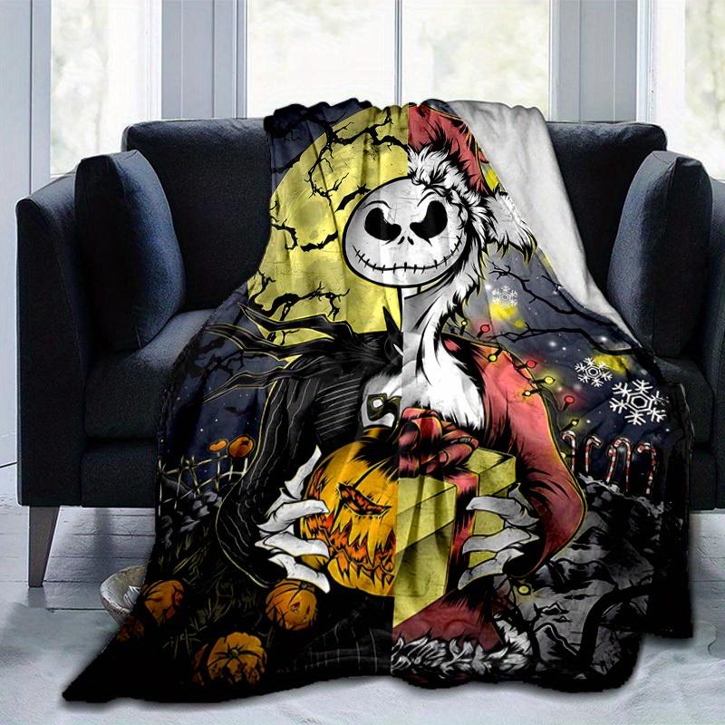 1pc, Cozy Home Decor: Jack Skellington's Festive Split Design Blanket Perfect Gift for Bedroom, Living Room, Travel, Camping, Car