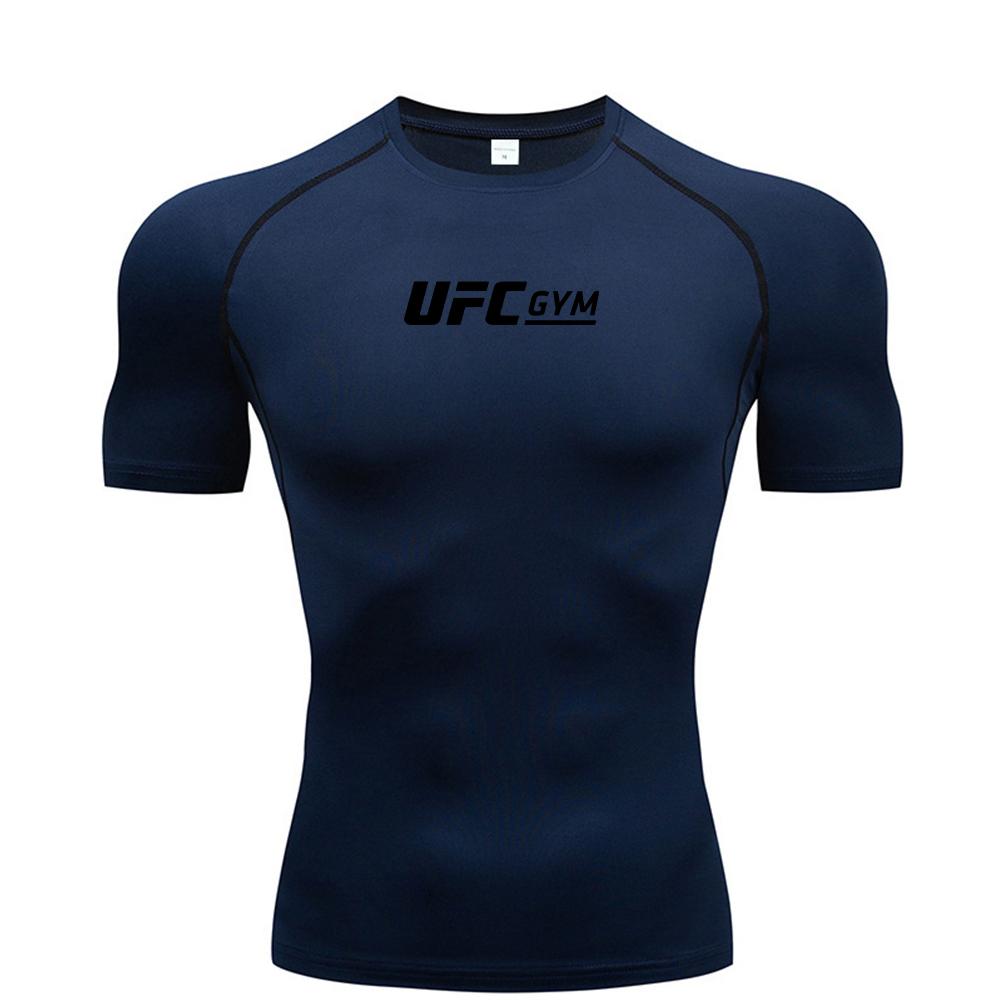 Compression T-shirt Men's Quick Drying Short Sleeved Summer Fitness Running Shirt Tight Fitting Top UFC Printed Men's Training