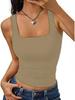 European & American 2026 Women's Square Neck Sleeveless Fitted Tank Top