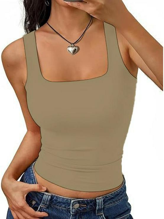 European & American 2026 Women's Square Neck Sleeveless Fitted Tank Top