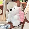 For General Car Tissue Holder Cute Dog Plush Toy Trash Bins Creative Car Tissue Box Plush Zippered Cartoon Dog Trash Can