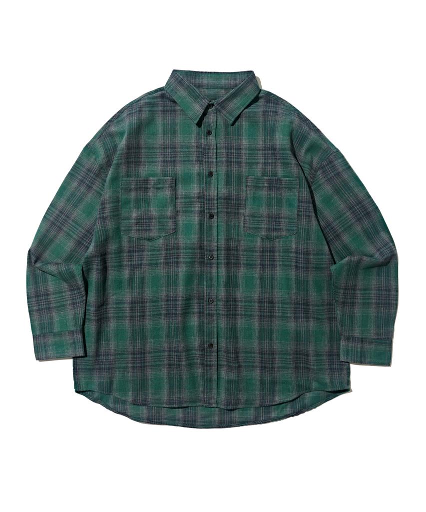 OTHERFITS Pocket Semi-Over Check Shirt (Green)