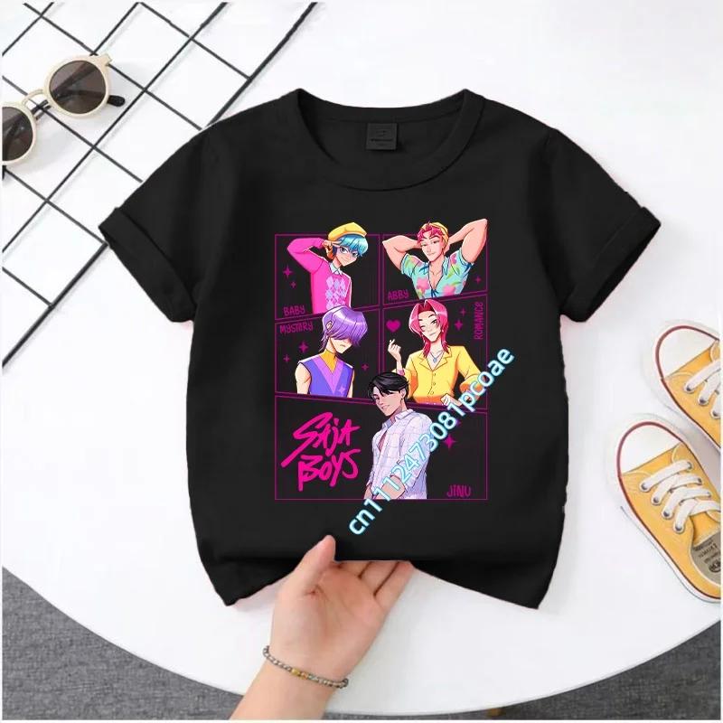 K-pop Demon Hunter Cartoon T-shirt, Summer Polyester T-shirt, Saja Children's Set, Gift, Baby and Children's Clothing for Summer
