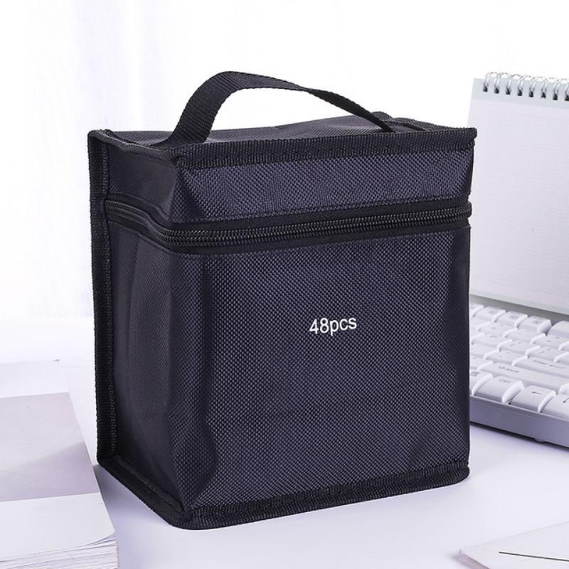 24/36/48Cs Large Capacity Zipper Canvas Pencil Bag Markers Pen Storage Bag Watercolor Pen Stationery Bag