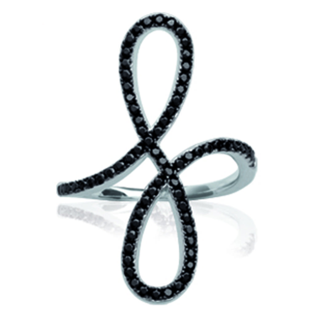 Silver Ring 'Sissi' Black (infinity) Silver Rhodium - 30x7 Mm