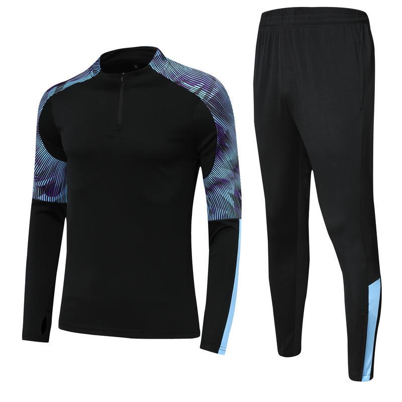 Unisex Half-Zip Long-Sleeve Football Training Set with Pants