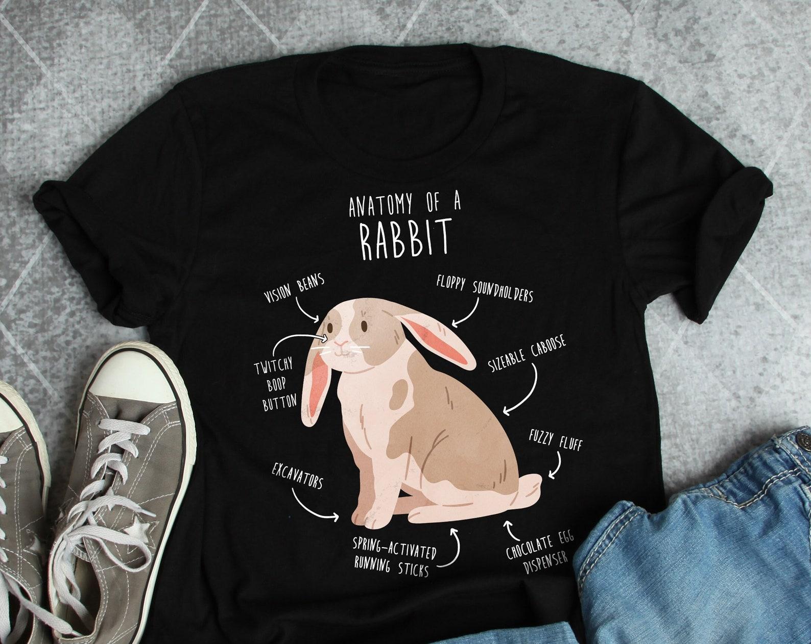 Rabbit Shirt, , Funny Rabbit Lover Gift, Cute Bunny T-shirt Pet Tshirt, Lop Eared Mini English Holland Lop, Rabbit Mom Dad, Anatomy 130