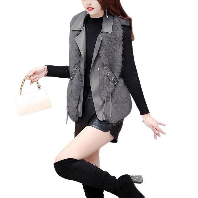 New fur, foreign style vest temperament Muse fan short coat, thin outer vest, spring and autumn top women