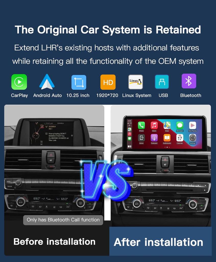 BMW 1-5 Series Wireless Carplay & Android Auto Multimedia Touchscreen