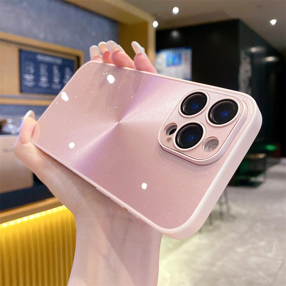Luxury Laser Aurora Glossy Bling Glitter Phone Case For iPhone 17 16 15 14 13 12 11 Pro Max 16 Plus Lens Camera Protection Cover