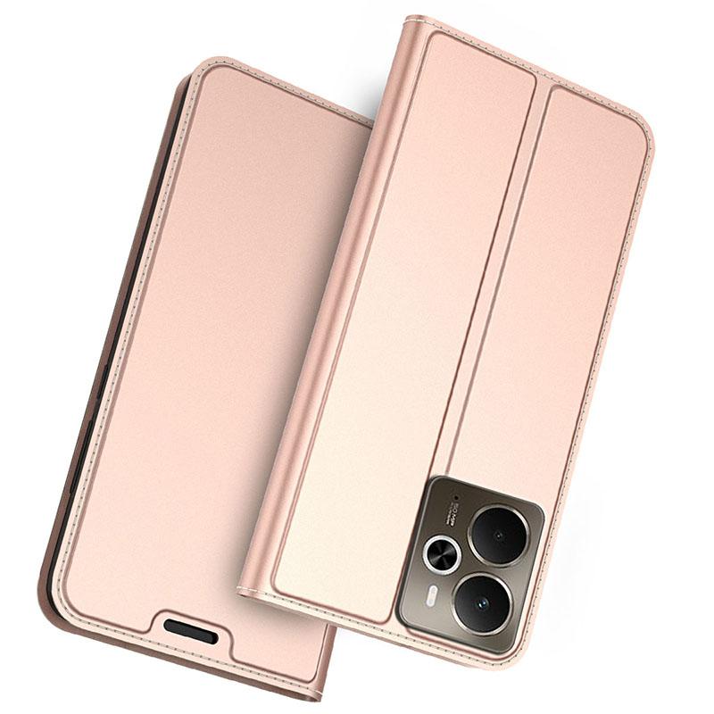 

For Realme 14 5G Case PU Leather Phone Cover with Card Holder Stand Rose Gold