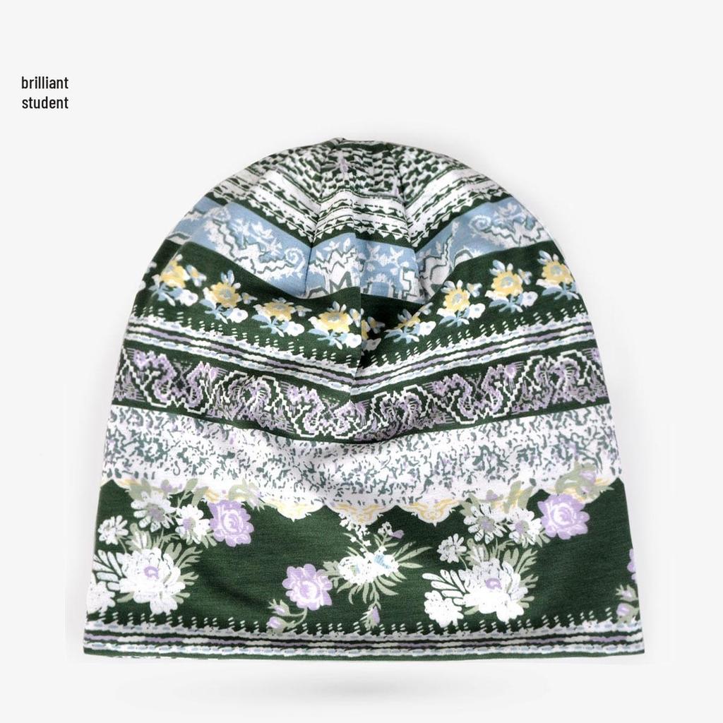 Unisex Paisley Cotton Cuffed Beanie: Spring/Summer Double Layer Stretch for Trendy Street Dance Fashion