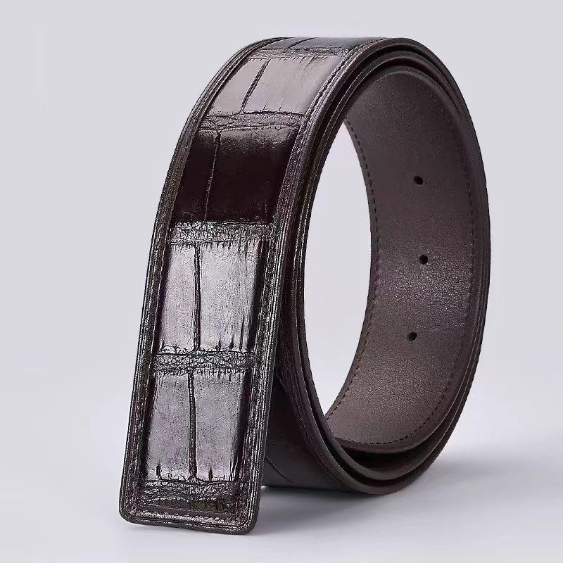 Alligator Leather Belt Does Not Take The Lead, Smooth Buckle Belt Body Does Not Buckle, Headless Men'S Belt Strip, High-End Leather