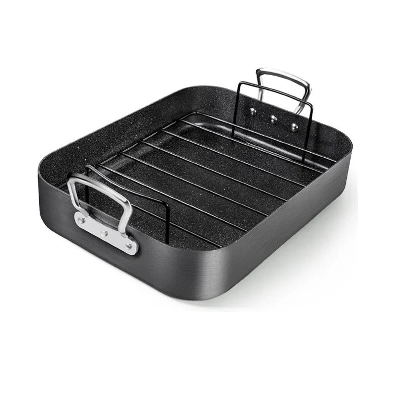 

MICHELANGELO Roasting Pan with Rack Large Turkey Roaster Pan for Oven Nonstick Rectangular Baking Pans Roast Meat Pan 16x12 чёрный