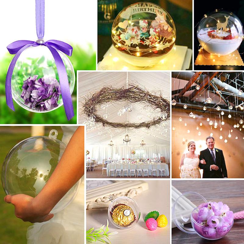 10Pcs DIY Transparent Xmas Tree Christmas Balls Plastic Fillable Baubles Decorative Sphere