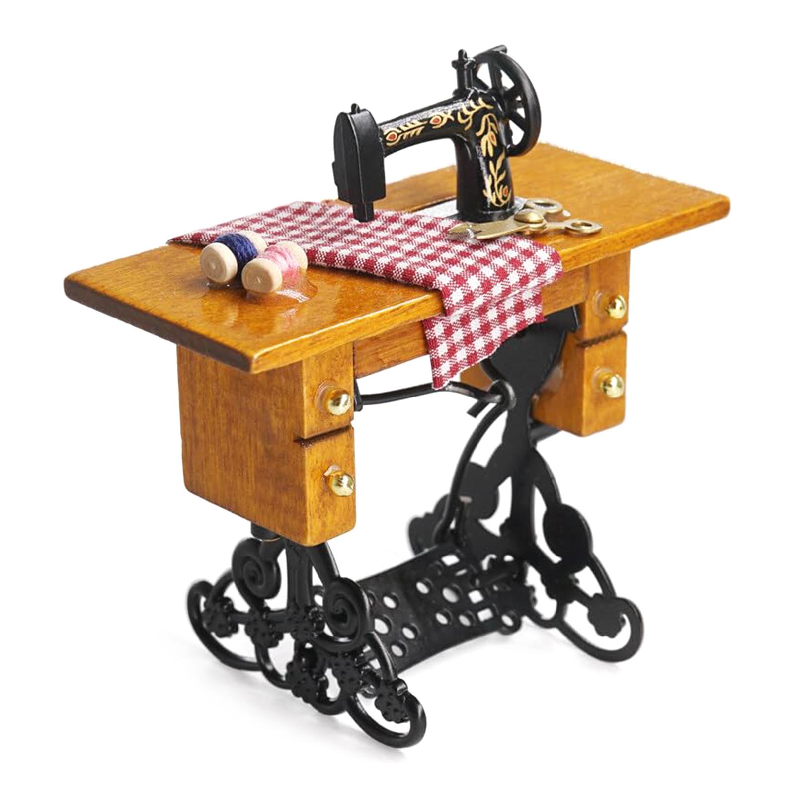 

Реалистичная миниатюрная швейная машинка, кукольные домики, декор, винтажный дизайн для ностальгирующих коллекционеров и украшения дома