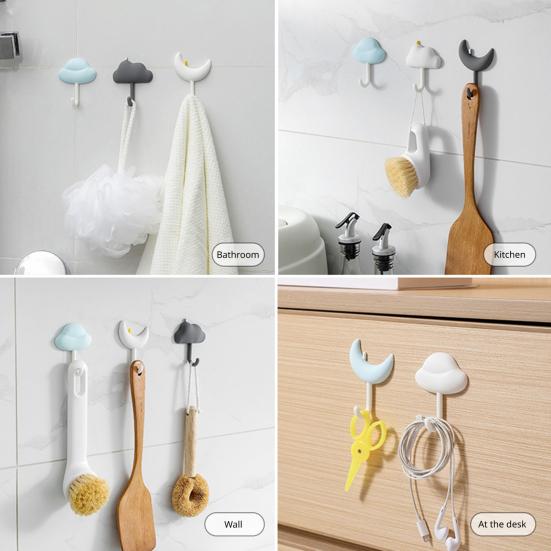 3 Stück Klebehaken für die Wand Ohne Bohren Hohe Tragfähigkeit Haken für Badezimmer Küche Handtuch Nass