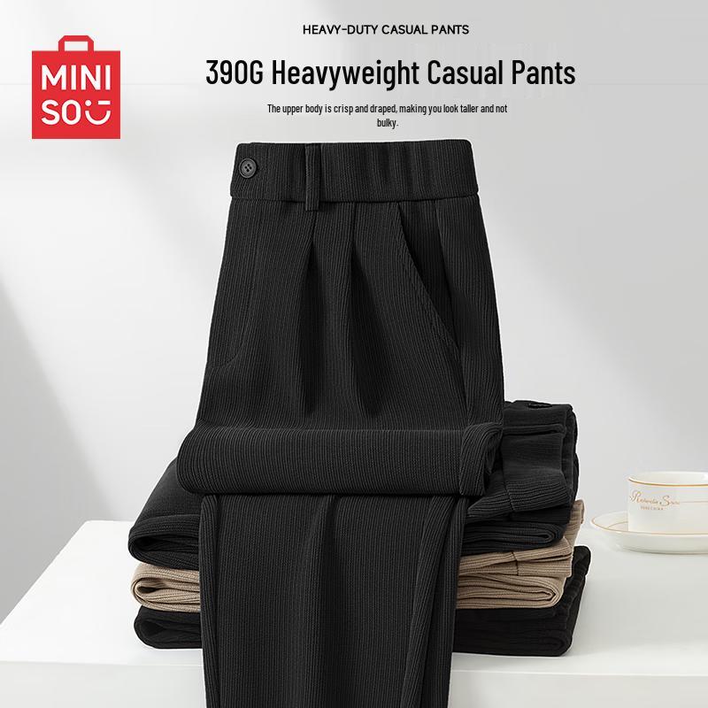 MINISO Men's Heavyweight Straight-Leg Casual Knit Pants