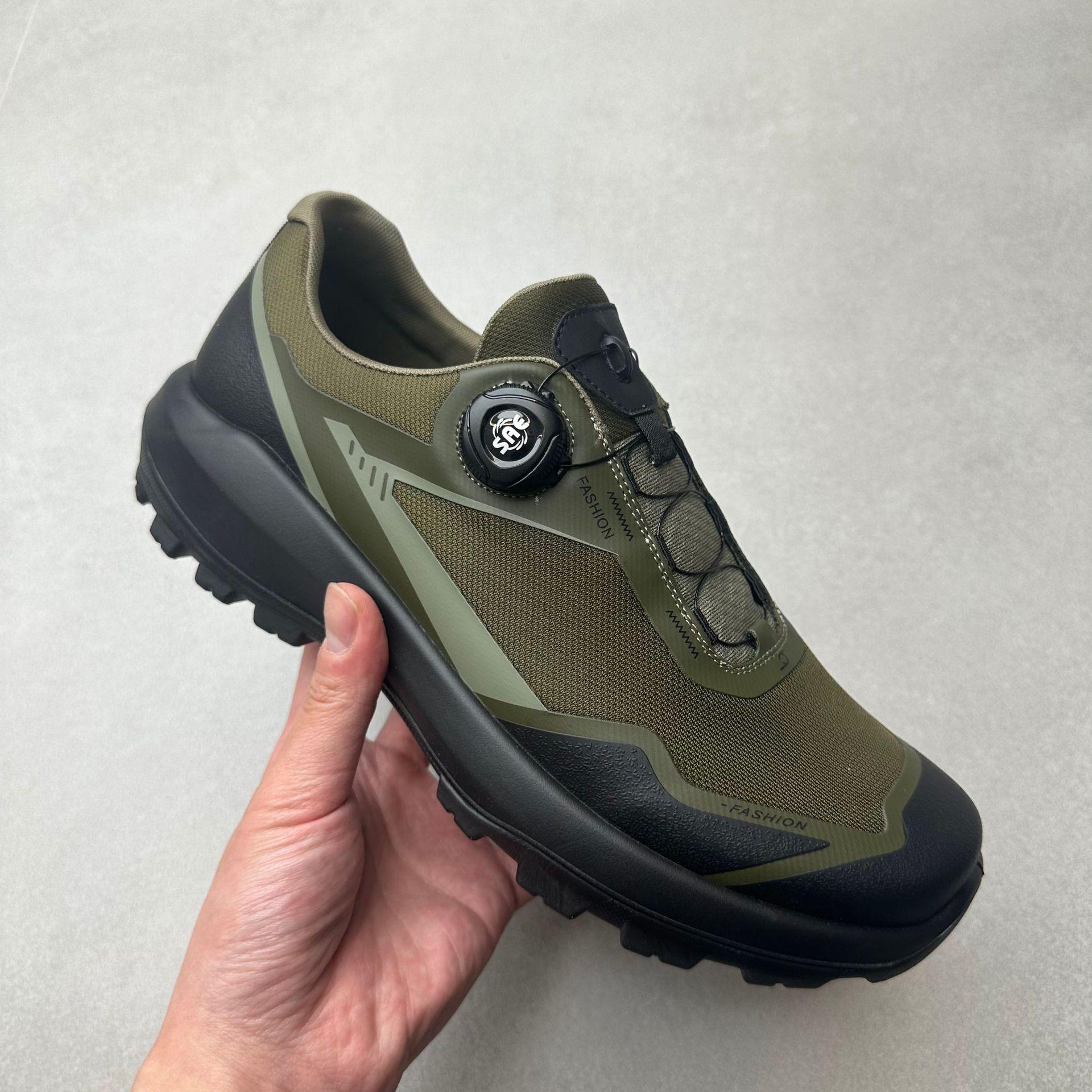 

2025 new outdoor hiking mountaineering lightweight off-road running shoes breathable mesh sports men s trendy shoes 68805-K 46 зелений