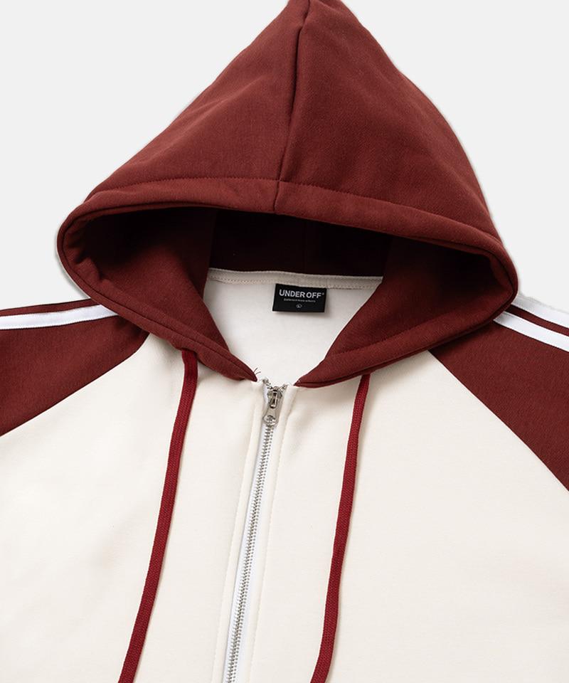 Underoff Raglan Track Zip-Up Hoodie Burgundy