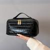 PU Leather Makeup Bag Travel Toiletry Bag Large Capacity Makeup Organizer Bag with Handle Skincare Holder Bag Makeup Storage Bag