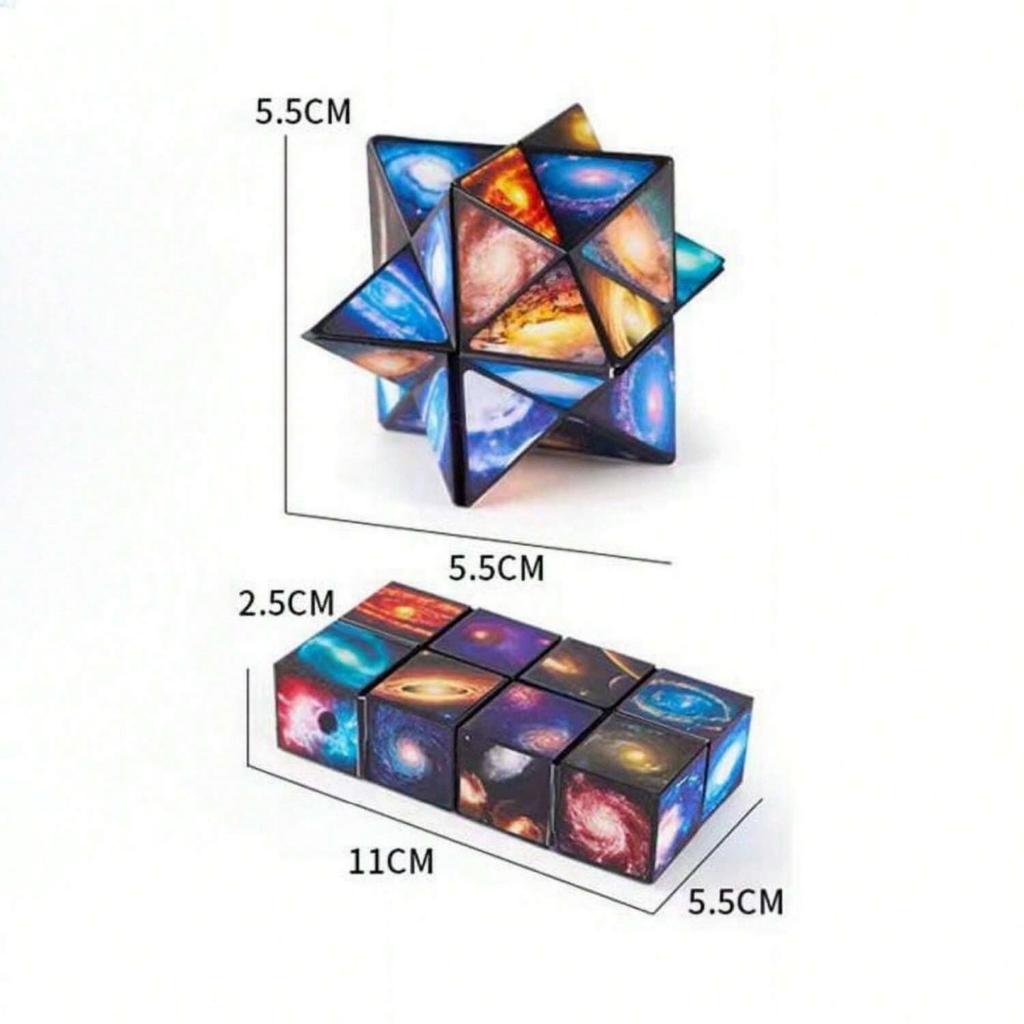 Starry Sky Themed Transforming Cube, Multi-Shape Puzzle Stress Relief Toy, Creative Transforming Board, Starry Texture Transforming Cube