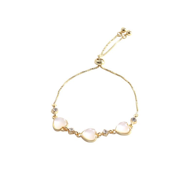 ins wind opal love bracelet women's retro niche design pull-out bracelet Korean jewelry