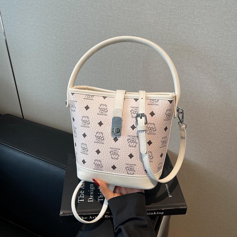 

Premium small bag women s new niche texture handbag versatile bucket bag shoulder messenger bag бежевий