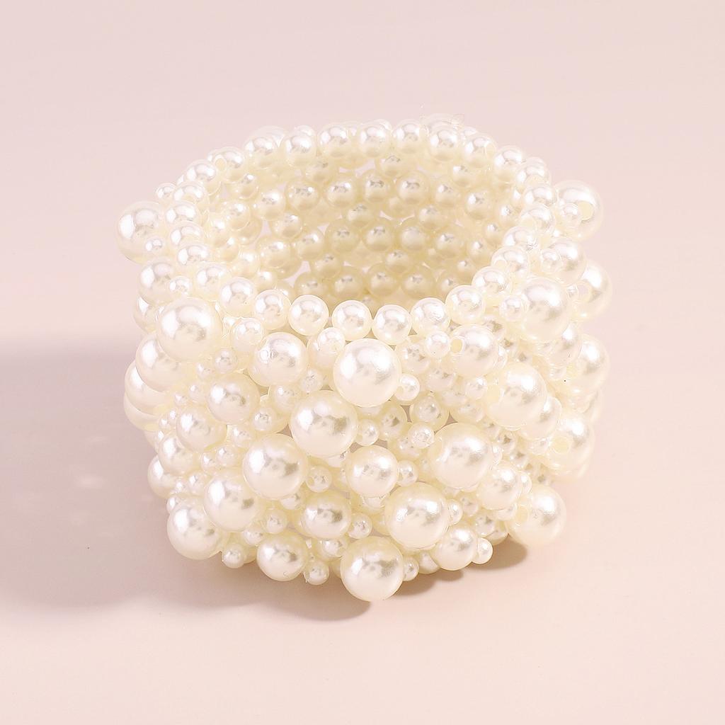 Elegant Geometric Minimalist Bracelet Multi Row Elastic Wide Pearl Creative Internet Celebrity Fashion Bracelet For Women
