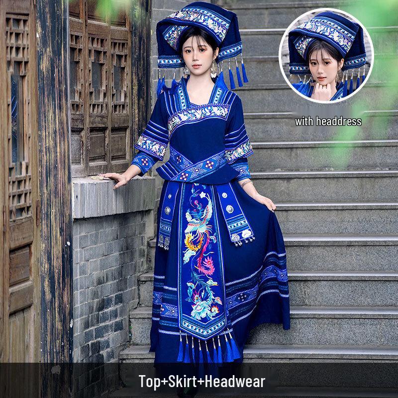 Women s Traditional Zhuang Ethnic Dance Costume 3XL
