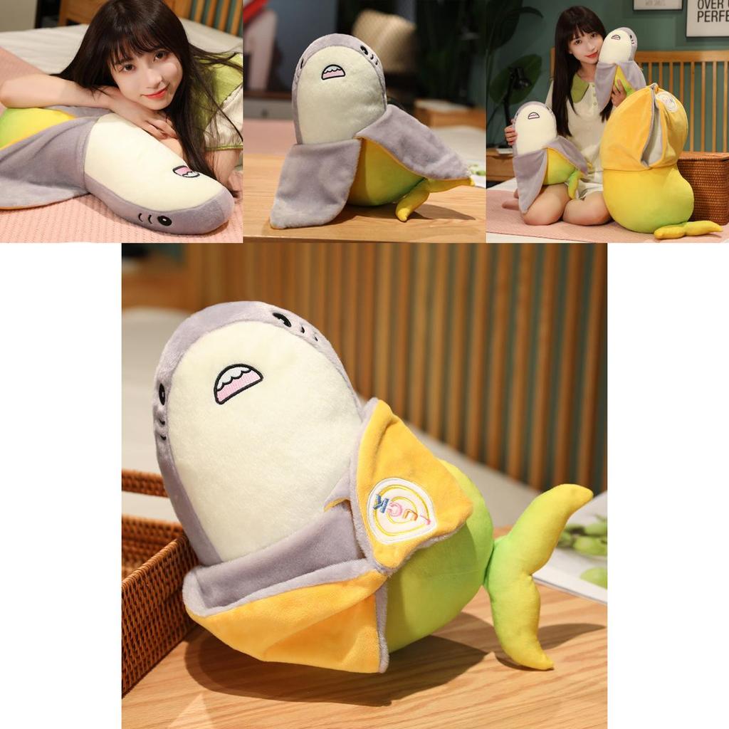 Cute Mango Shark Plush Toy Pillow For Boys And Girls Stuffed Animal Shark Doll With Pp Cotton Filling