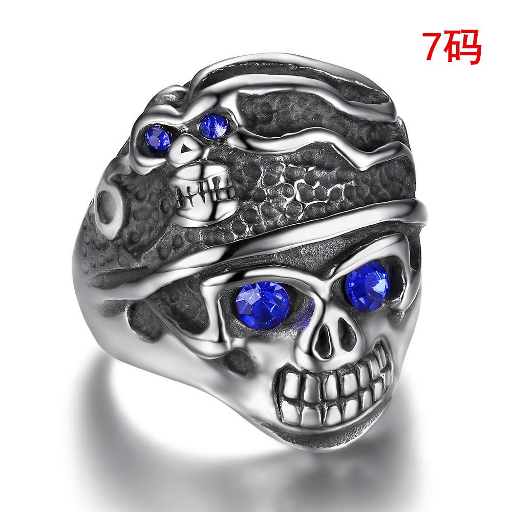 Blue Eyes Skull Ring Stainless Steel Titanium Steel Jewelry Personality Ring