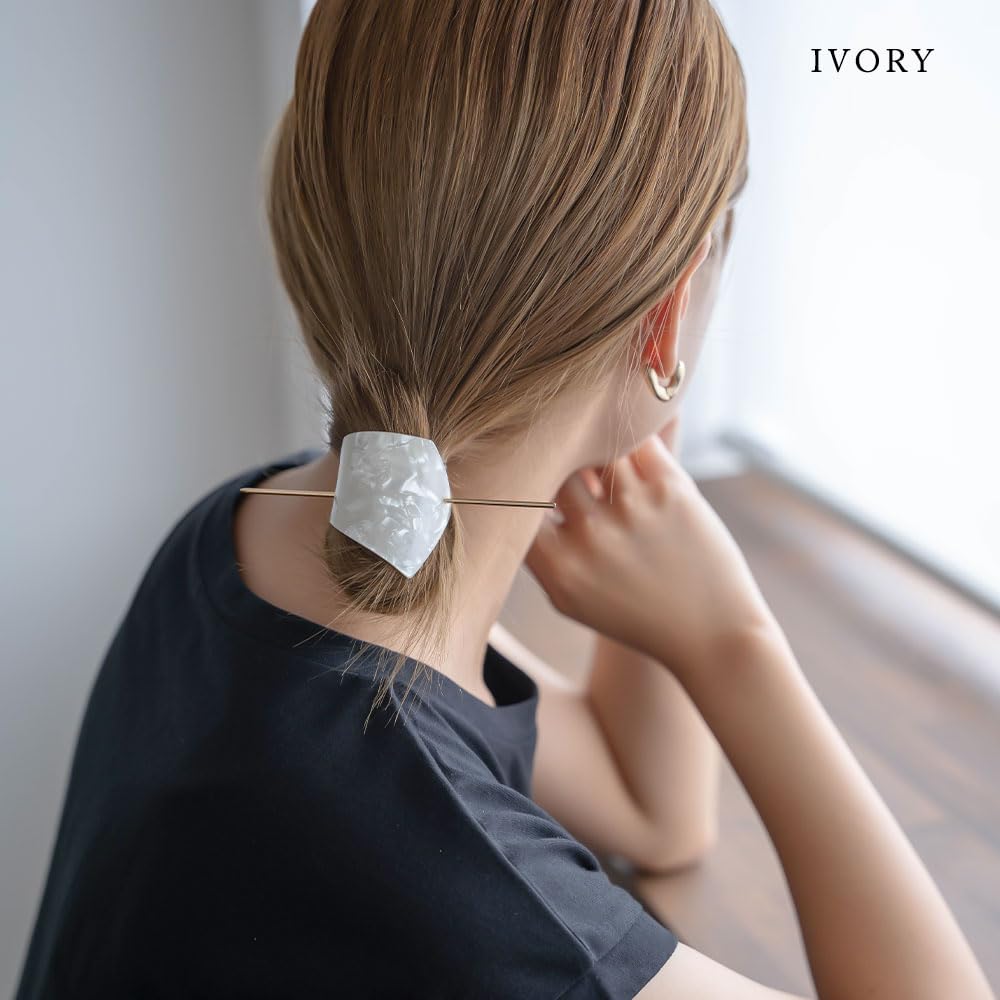 JewelVOX Majeste Hair Accessory for Simple Marble Kanzashi Hairpin in Muted Stylish for Adults Women, Shell-Style Colors, (Purple)