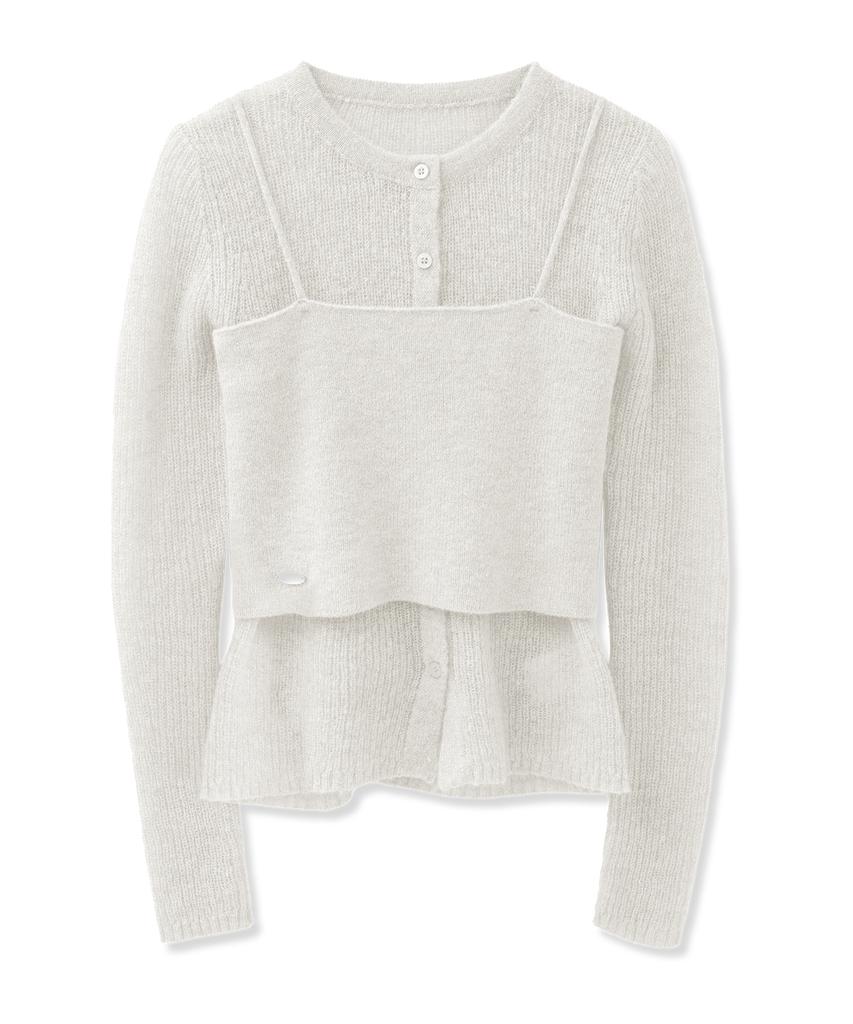 VIVACIOUS Bustier Layered Set Knit Cardigan_5 Colors