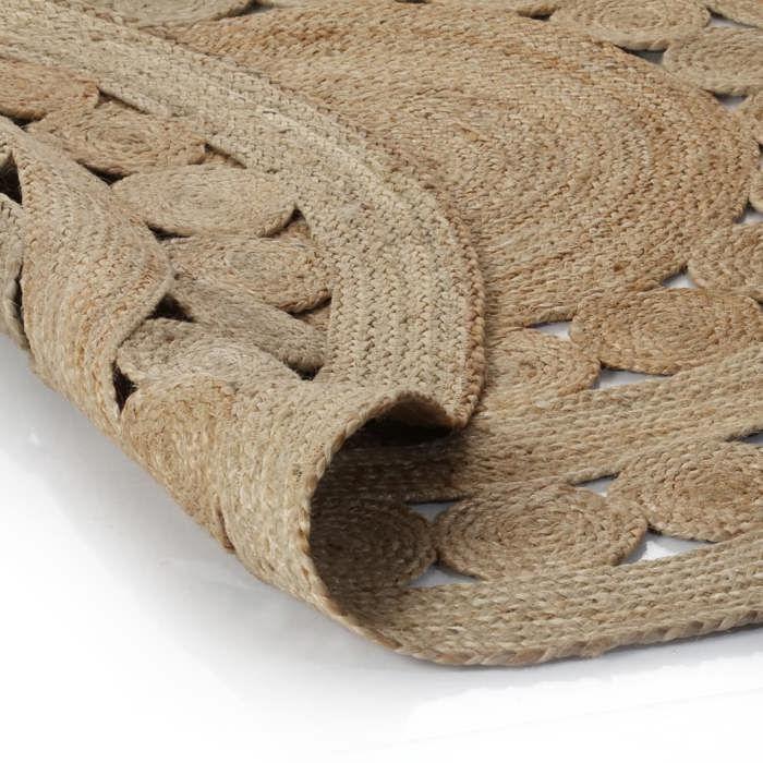 VidaXL Tapis Jute design tressé 150 cm rond