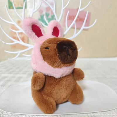 1-20PCS Cute Guitar Capybara Plush Toy Cartoon Guinea Pig Pendant Stuffed Doll Backpack Keychain Bag Car Key Ring Decor Kid Gift