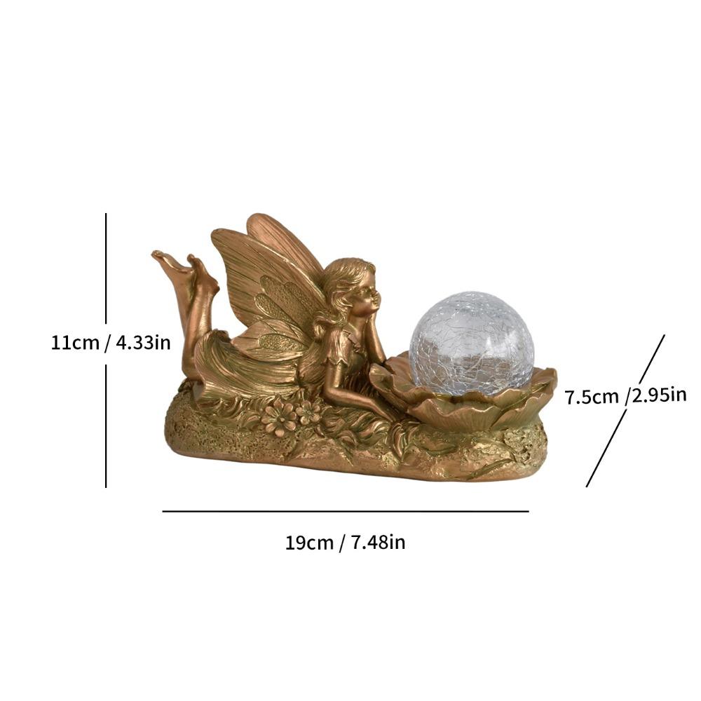 Solar Powered Resin Statue Premium Resin Solar Angel Whimsical Garden Statue  Garden Scenery