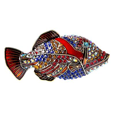 European and American Diamond Studded Tropical Fish Brooch, Alloy Vintage, Niche and Unique, Retro Style, Exquisite Clothing Pin