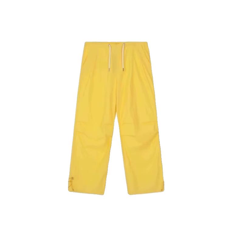 Damen Rosa Baumwolle Leinen Weitbeinige Sommerhose - Locker, Bodenlang, Niedrige Taille Cargohose