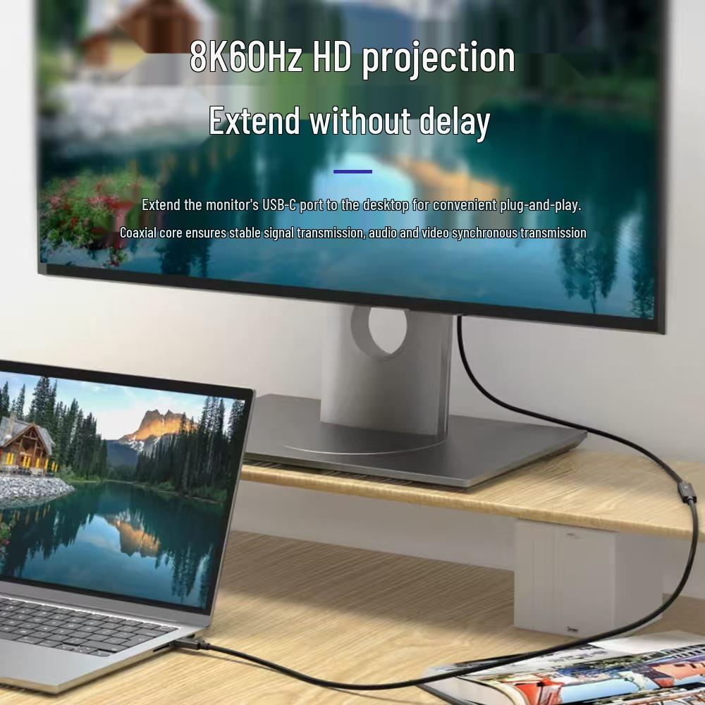 USB4 Male to Female Extension Cable, 240W Fast Charge, 40Gbps Transmission, Thunderbolt 4/3 Compatible, Type-C Data Cable.