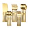 30pcs Glossy Gold Dinnerware Set Stainless Steel Tableware Knife Tea Fork Coffee Spoon Flatware Dishwasher Safe Dinner Cutlery
