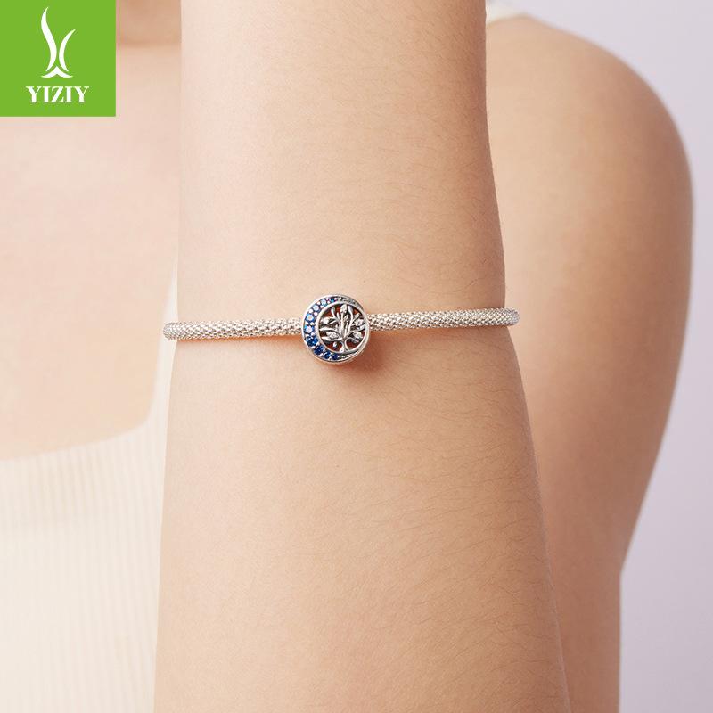 S925 Sterling Silver Moon Life Beaded Mysterious Blue Moon Diy Bracelet Bead Accessories