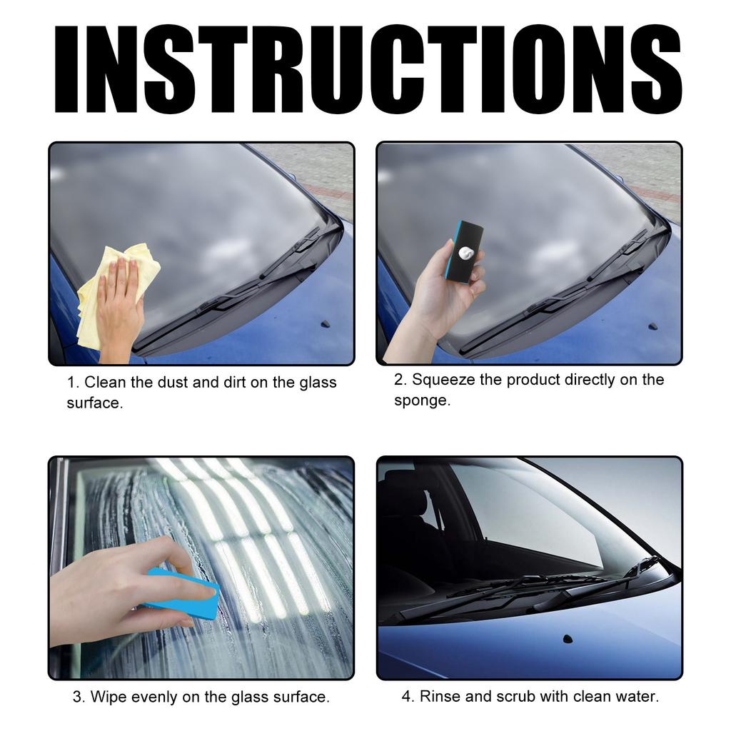 Car Glass Oil Film Remover Remove Stubborn Oil Film Dirt Stain Anti Smear Not Scratch Glass Restore Clarity Car Glass Cleaner