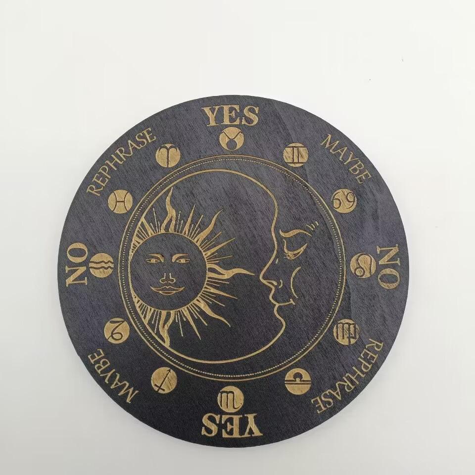 Black and White Seven-Star Array Wooden Energy Plate - Meditation and Home Decor
