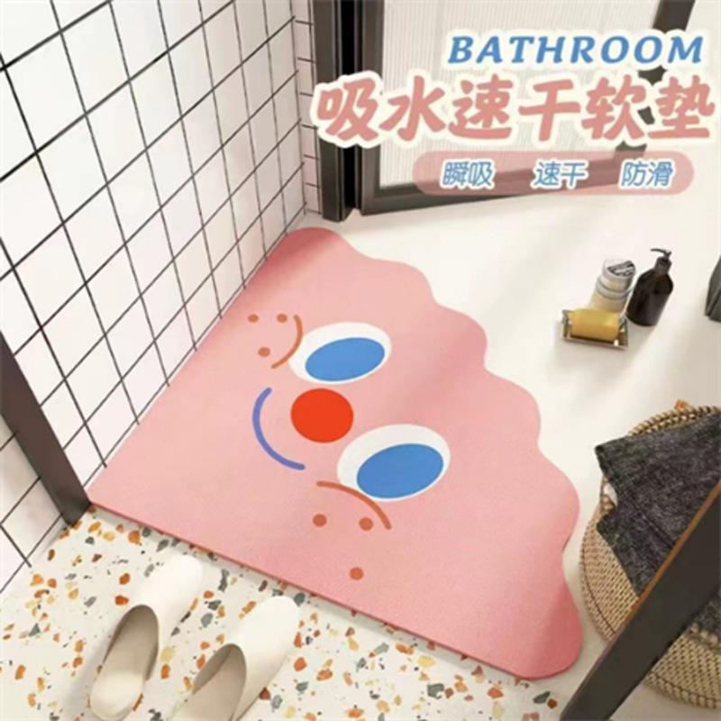 Cartoon Cute Irregular Bathroom Anti Slip Mat Bathroom Door Absorbent Mat Household Fan Diatom Mud Floor Mat