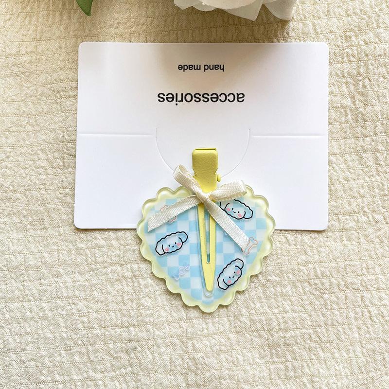 Cute Girl Wavy Edge Heart-shaped Bow Hair Clip Forehead Bangs Side Hair Clip Hair Accessory