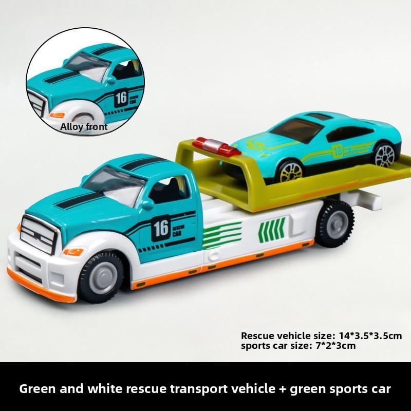 Alloy City Rescue Vehicle Trailer Helicopter Children Toy Model For Play Role