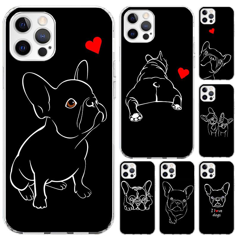 Etui na telefon Czarny Biały Buldog Francuski dla Iphone 16 15 14 13 12 Mini 11 Pro Max 16E X XS XR 7 Plus 8 SE 2020 Miękki Funda Print Sh